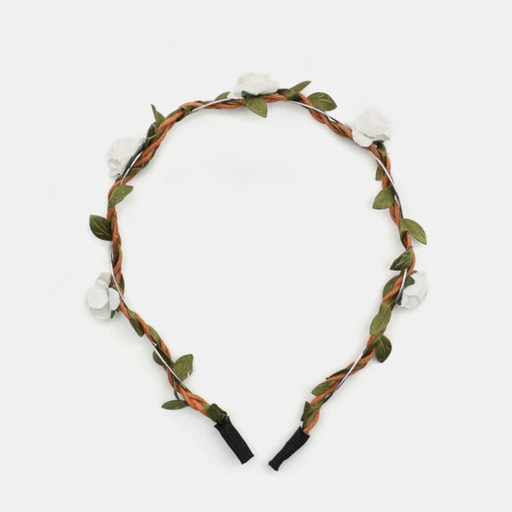 Bandeau tressé à fleur de rose